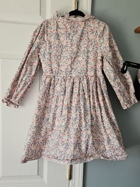 Girls' Pink Floral Long-Sleeve Dress